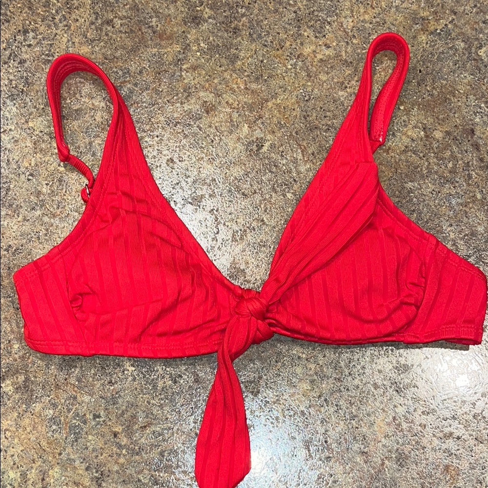 Vibrant Red Knotted Bikini Top